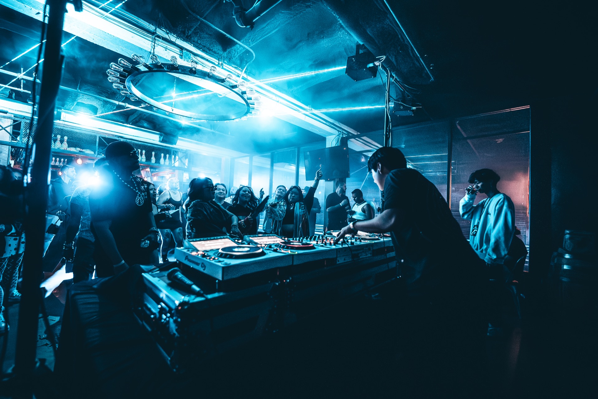 Blue DJ booth
