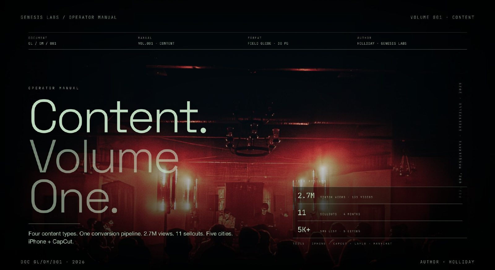Manual page: Content · Volume One